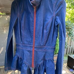 Betsey Johnson Dark Blue Denim Jacket with Red Trim